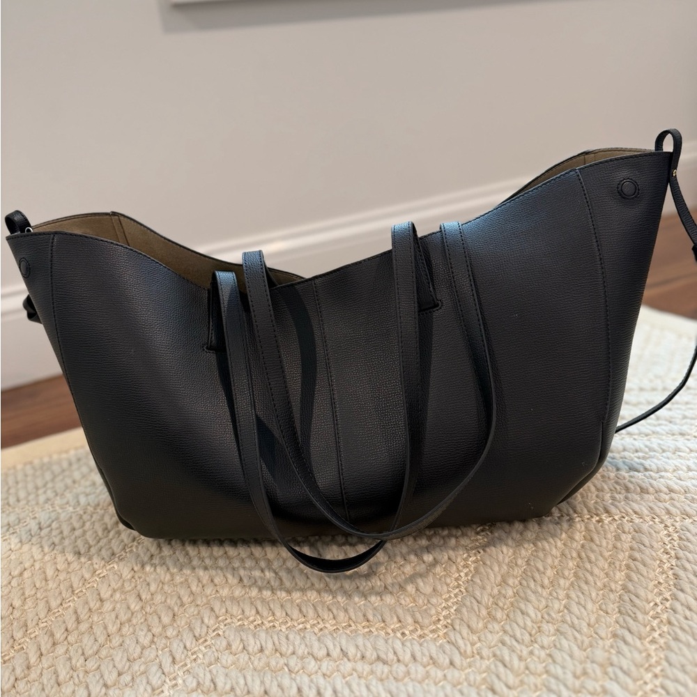 Polene Cyme Textured Black Tote